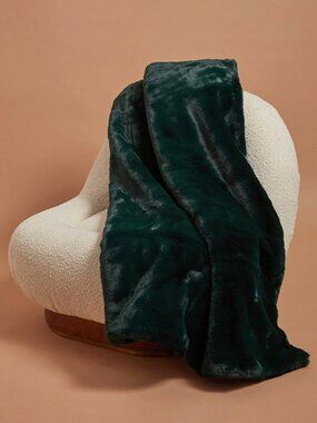 Apparis Faux Fur Brady Blanket, Emerald